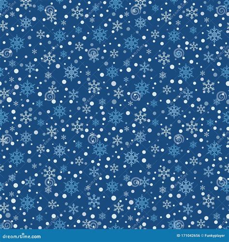 Seamless Pattern With Snowflake Winter Season Background With Snowfall