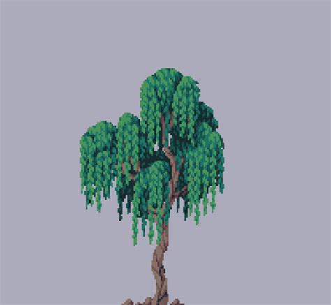 A Pixelated Tree With Lots Of Green Leaves On Its Trunk And Branches