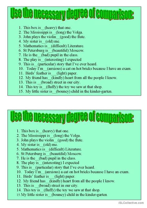 Degrees Of Comparison General Gramma English Esl Worksheets Pdf And Doc