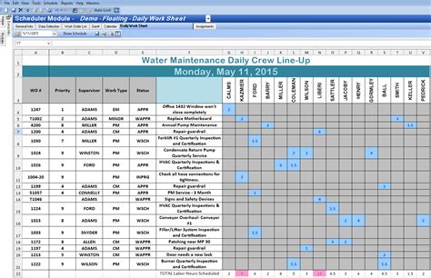 Excel Spreadsheet Template For Scheduling —