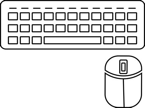 Keyboard With Mouse In Line Art Illustration 24516962 Vector Art At
