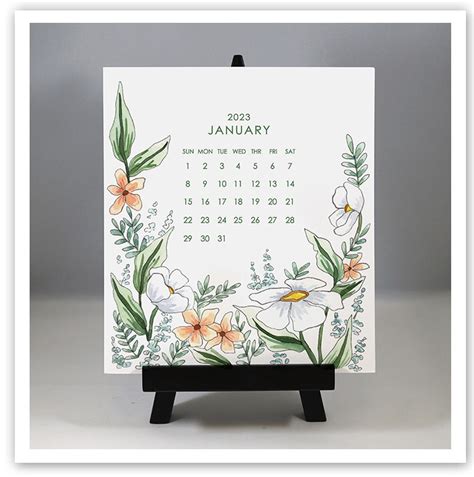 Flower And Vine Watercolor Floral 2023 Desk Calendar And Easel More Than