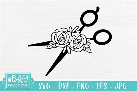 Scissors Rose Svg Floral Hairdresser Scissors Flower Svg Barber Svg