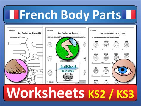 French Body Parts Worksheets Les Parties Du Corps By Fullshelf