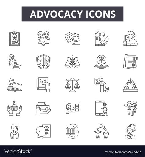 Advocacy Line Icons Signs Set Outline Royalty Free Vector
