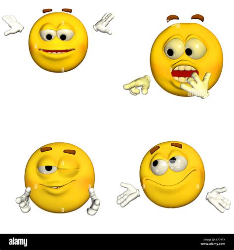 Illustration Of A Pack Of Four 4 Emoticons Smileys With Different