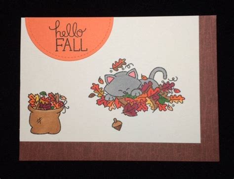 Hello Fall Kitten Greeting Card Etsy Hello Autumn Greeting Cards