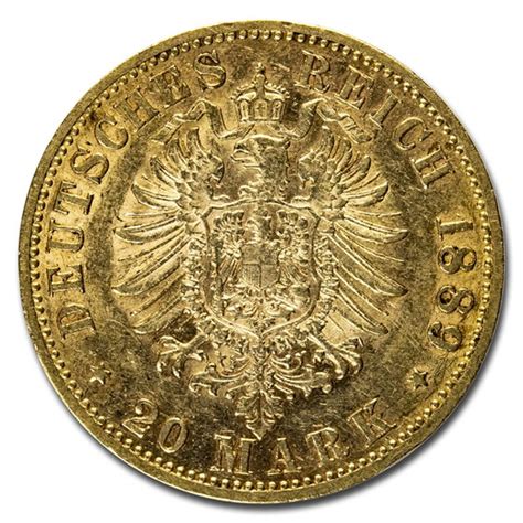 Buy Germany Gold 20 Marks Prussia Wilhelm Ii 1890 1913 Avg Circ Apmex