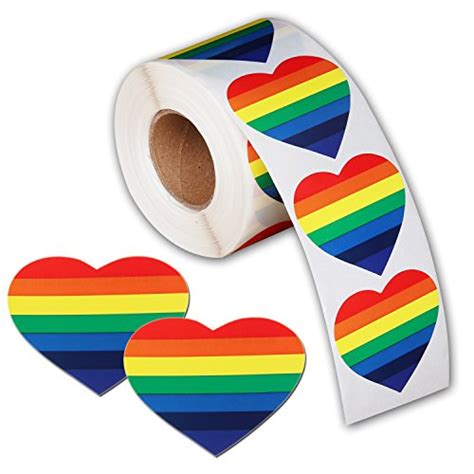 500 love rainbow ribbon stickers gay pride 7 colors stripes heart shaped roll tape a aifamy