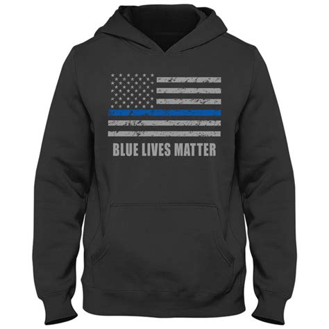 Blue Lives Matter Blue Line Flag Adult Hoodie Bewild