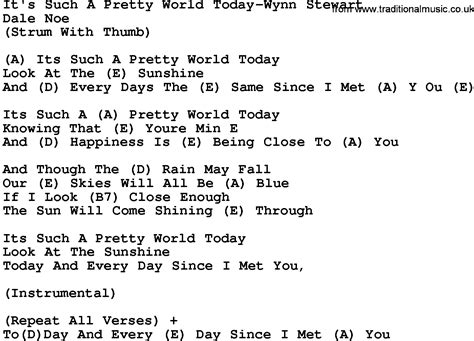 Country Musicits Such A Pretty World Today Wynn Stewart Lyrics And Chords