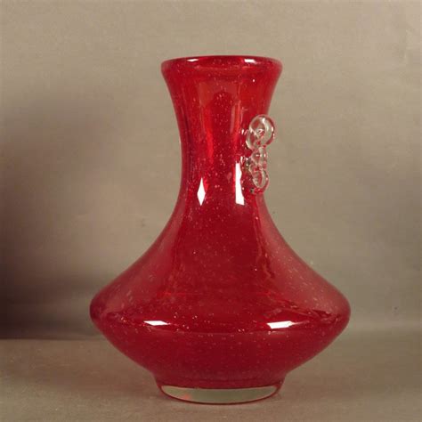 Vintage Red Glass Vase With Handle From Murano 1950s For Sale At Pamono