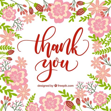 'thank you for the flowers' messages for a significant other. Free Vector | Thank you card with pink flowers design