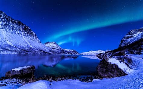 Download Snow Sky Nature Landscape Aurora Borealis Lake 4k Ultra Hd