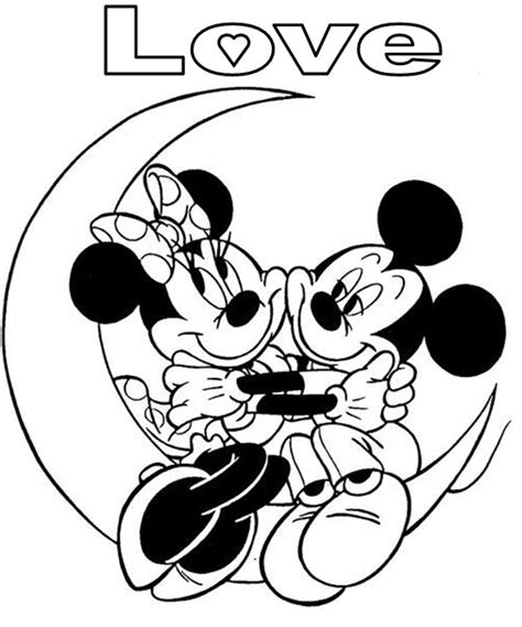 Niño rubio rizado y una niña juegan en campo de flor de amapola. Minnie y Mickey enamorados para pintar | Colorear imágenes