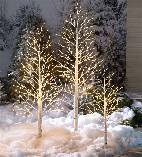 Indooroutdoor Birch Tree With Warm White And Multicolor Lights