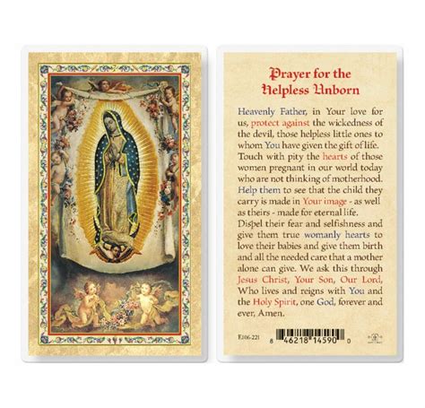Prayer For The Helpless Unborn Gold Stamped Laminated Holy Card 25