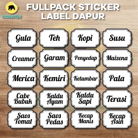 Jual Fullpack Sticker Label Dapur Sticker Label Barang Sticker Gula