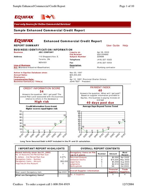 Credit Report Template Free Printable Documents