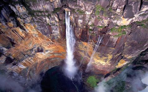 Wallpaper Mountains Waterfall Nature Mist Cliff Cave Venezuela Formation Angel Falls