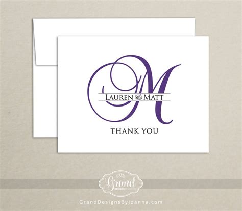 Personalized Note Card Set Monogram Thank You Cards Set Of