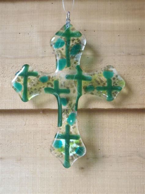 Cross Glass Crosses Fused Glass Cross Stained Glass Cross Etsy Stain Glass Cross Fused