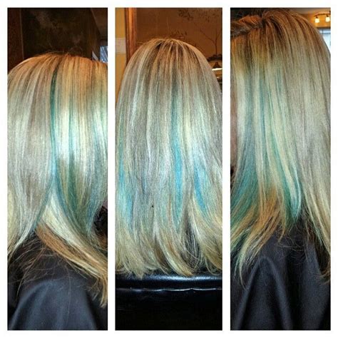 Some Icy Teal Lowlights On Platinum Blonde Hair Styles