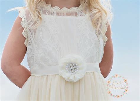 Ivory Lace Flower Girl Dress Country Rustic Flower Girl