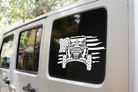 American Flag Atv Sticker Utv Riding Tailgate Flag Decal Etsy