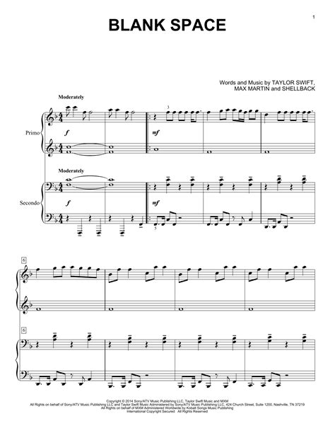 Blank Space Sheet Music Taylor Swift Piano Duet