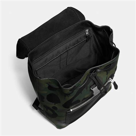 Coach Manhattan Backpack In Military Wild Beast Print Leather In Green