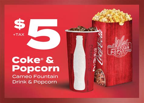 Amc Theatres 5 Cameo Sized Popcorn And Fountain Drink Combo For Teens