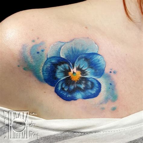 Realistic Pansy Tattoo Melina Van Der Werf Color Flower Tattoo Pansy