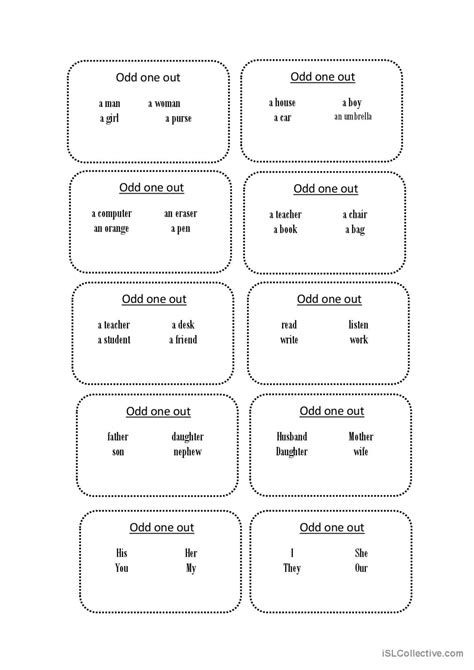 Odd One Out English Esl Worksheets Pdf And Doc