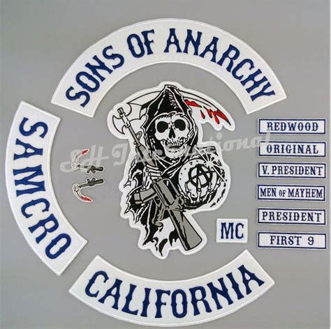 Sons Of Anarchy Patch Blue Twill Style Biker Mc For Clothes Back Full Size