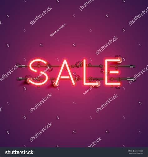 Neon Realistic Word Sale Advertising Vector Stock Vector Royalty Free