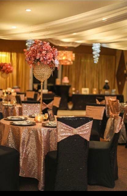 Gorgeous Blush Rose Gold And Black Wedding Reception Decorations Cv