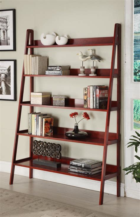 Wooden 72 Corner Bookcase Leaning Bookcase Ladder Bookshelf Corner