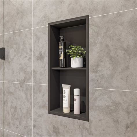 Alfi Brand Black 1 Tier Stainless Steel Wall Mount Bathroom Shelf In