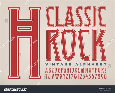 A Condensed Capitals And Numbers Alphabet In A Classic Rock 1970s Style