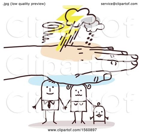 Clipart Of A Hand Protecting A Stick Dad Mom And Baby Royalty Free