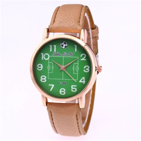 simple football lovers classic luxury fashion leather strap cheap women quartz watch girls women