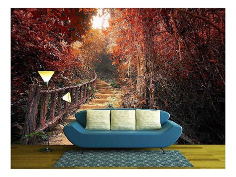 Wall26 Fantasy Forest In Autumn Surreal Colors Road Path Way Through