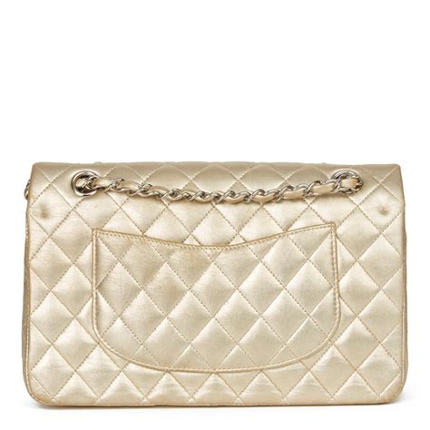 2007 Chanel Gold Quilted Metallic Lambskin Medium Classic Double Flap