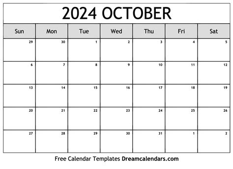 Blank Calendar Template October 2024 Printable Rosy Waneta