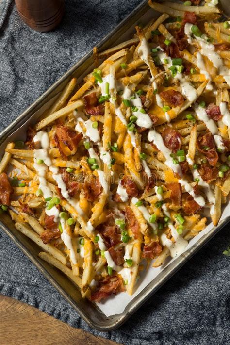Homemade Bacon Cheddar Ranch Fries Stock Image Image Of Gourmet