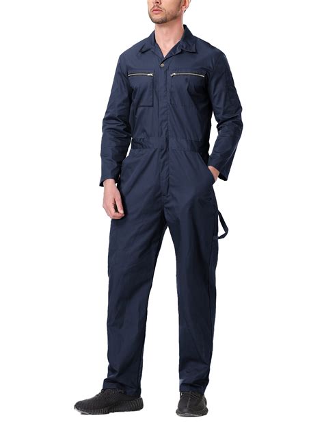 Toptie Mens Long Sleeve Coverall Action Back Coverall With Zipper