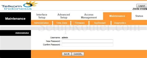 Enter the username & password, hit enter and now you should see the control panel of your router. ZTE ZXHN H108N Telkom Screenshot Administration