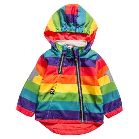 Biniduckling Toddler Boys Girl Autumn Jacket Rainbow Stripe Star