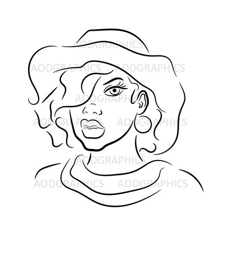 Lady In Hat Stencil Art Paint Sip Black Woman Stencil File Pre